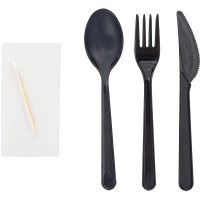 Набор столовых приборов №5 черный 18см (в,л. ст., н.,салф,зуб) 250 шт/кор
