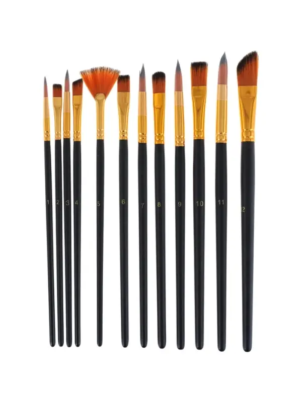 Набор кистей для рисования Calligrata, синтетика, 12 штук: № 1, 2, 3, 4, 5, 6, 7, 8, 9, 10, 11, 12