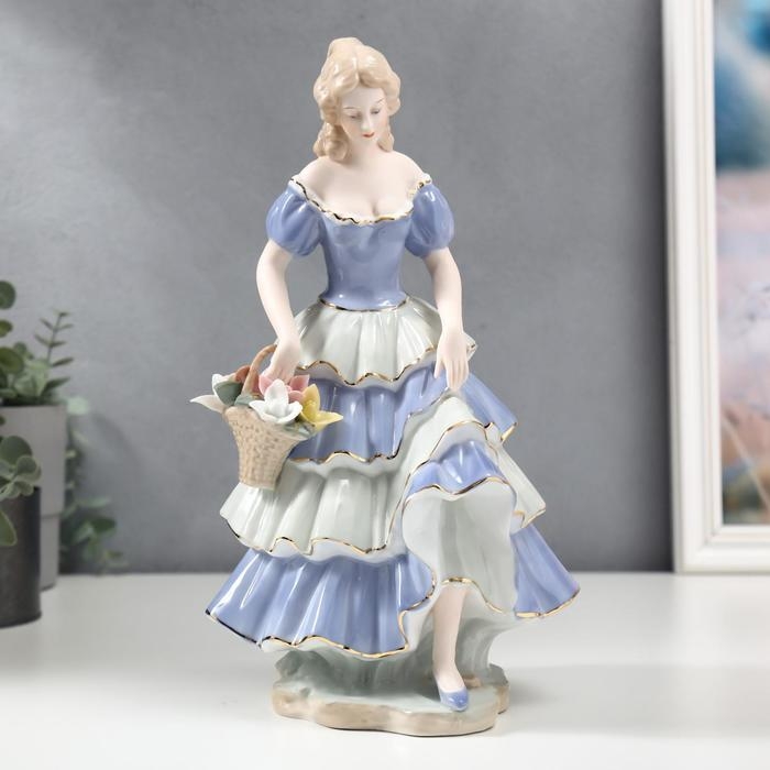 Сувенир керамика  Сувенир керамика "Крестьянка в  платье с оборками с корзиной цветов"МИКС 31х16х15 см