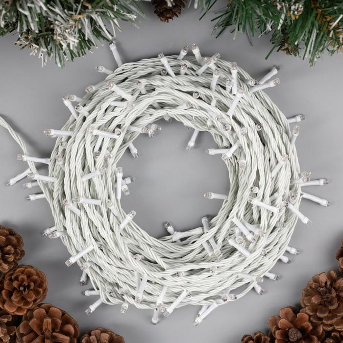 Гирлянда «Нить» 20 м, IP20, белая нить, 200 LED, свечение зелёное, 8 режимов, 220 В