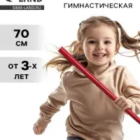 Палка гимнастическая 70 см, цвет: красный