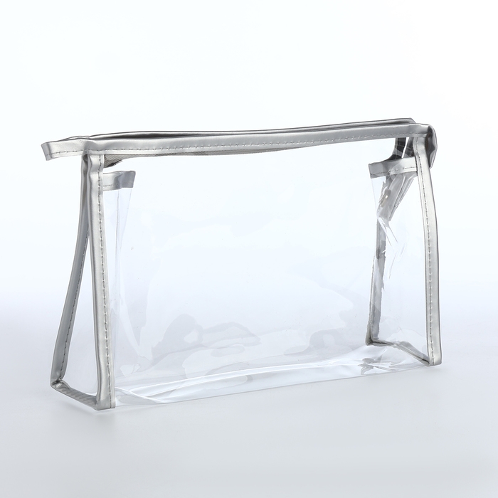 Набор косметичек 2 в 1 на молнии, цвет серебряный Набор косметичек 2 в 1 на молнии, цвет серебряный