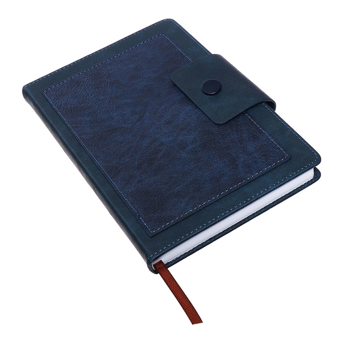 Ежедневник недатированный, А5, 140л, клетка, обл.кожзам, на кнопке, Синий Ежедневник недатированный, А5, 140л, клетка, обл.кожзам, на кнопке, Синий