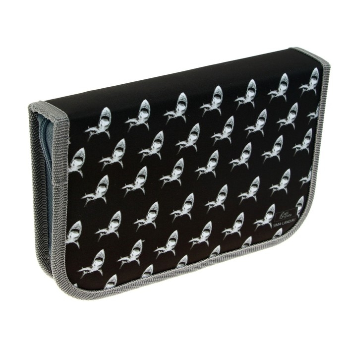 Пенал 1 секция, 130 х 210 х 40 мм, 2 откидные планки, тканевый, Calligrata TOP, Content Пенал 1 секция, 130 х 210 х 40 мм, 2 откидные планки, тканевый, Calligrata TOP, Content "Акула"