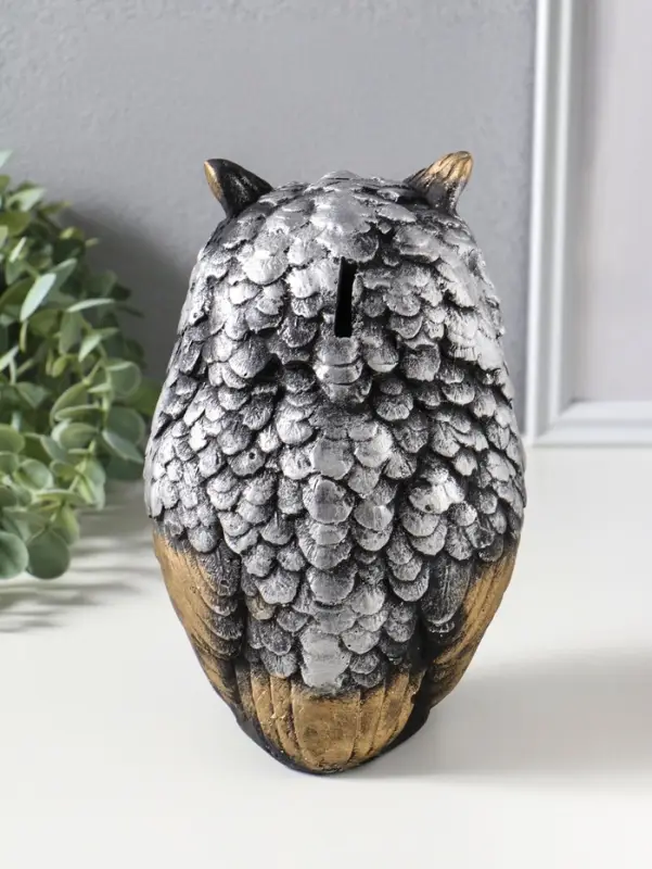 Копилка для денег &laquo;Филин Филя&raquo;, гипс, 13&times;13&times;20 см, серебро с бронзой