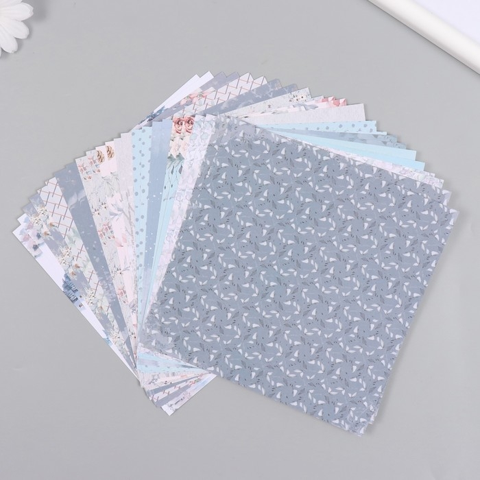 Набор бумаги для скрапбукинга 24 листа 12 дизайнов Набор бумаги для скрапбукинга 24 листа 12 дизайнов "Зимний лес" 160 гр 15,2х15,2 см