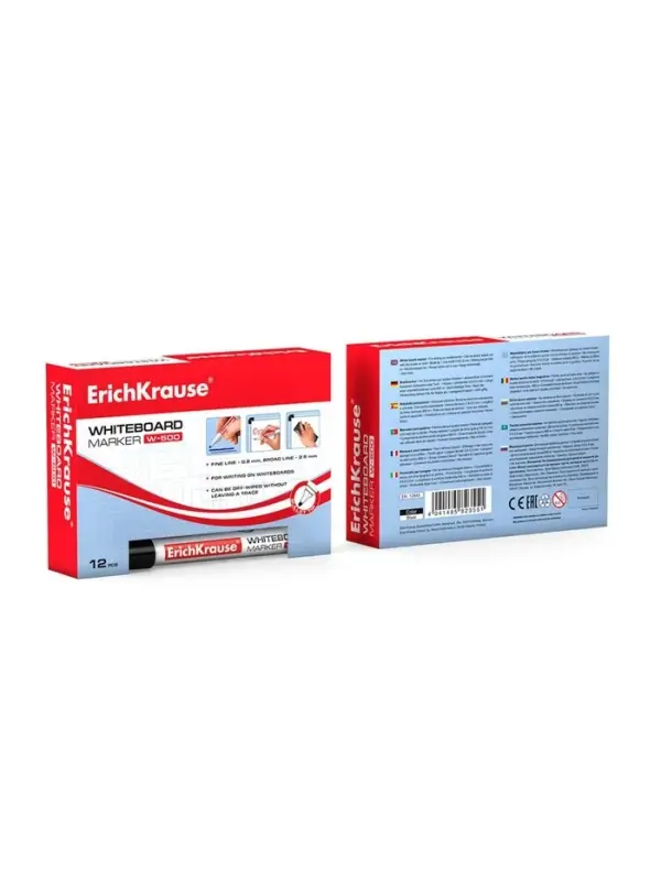 Маркер для доски ErichKrause. W-500, узел 2.5 мм, ширина линии 0.8-2.5 мм, спиртовой, чёрный