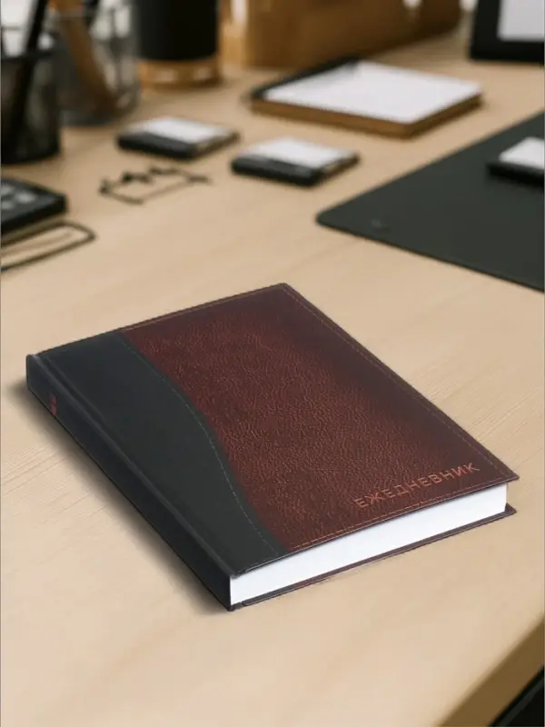 Ежедневник полудатированный Calligrata &laquo;Кожа&raquo;, А5, 192 листа, твёрдая обложка, шёлк, кофейно-коричневый