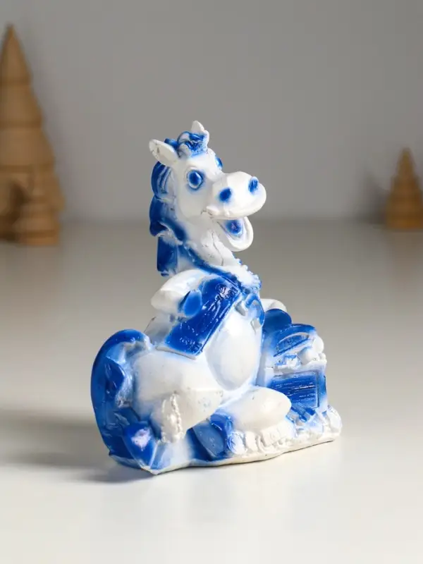 Копилка Копилка "Лошадь с сундуком монет" 13х11х7 см, бело-голубой