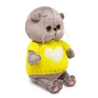 Мягкая игрушка &laquo;Кот Басик BABY&raquo;, в свитере с сердцем, 20 см