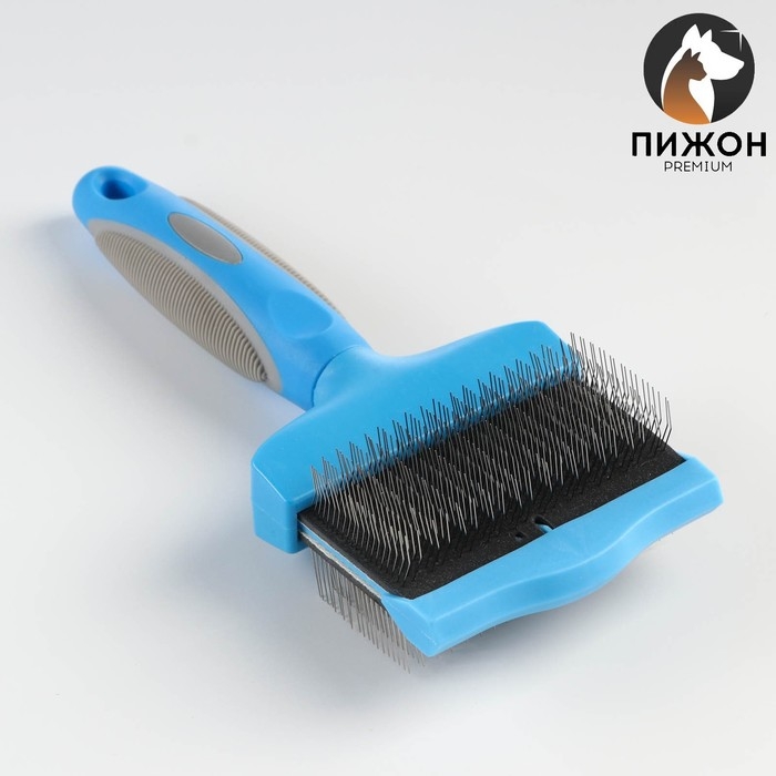 Пуходёрка двухсторонняя гибкая с прямыми и загнутыми зубцами, 21 х 9,3 см, синяя Пуходёрка двухсторонняя гибкая с прямыми и загнутыми зубцами, 21 х 9,3 см, синяя