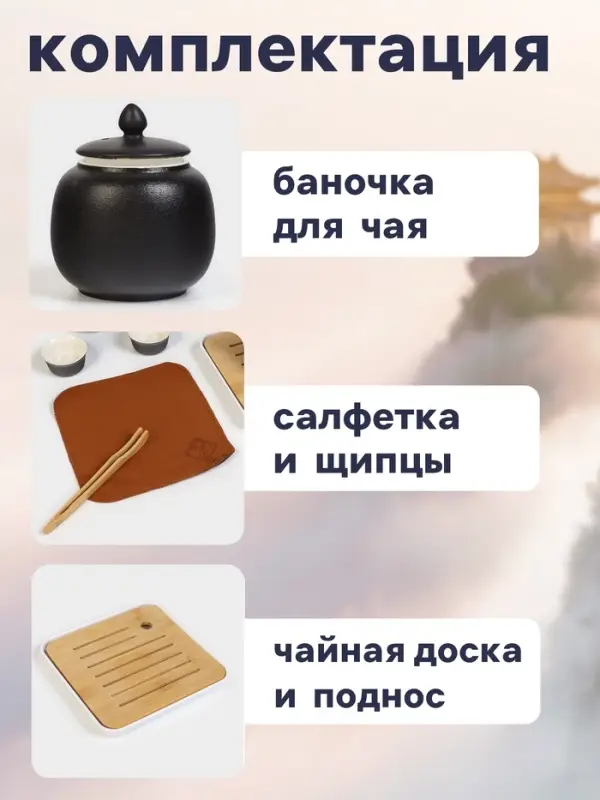 Набор для чайной церемонии &laquo;Мотомия&raquo;, 9 предметов, на 4 персоны, чашка 40 мл, чайник 200 мл, керамика, чёрный
