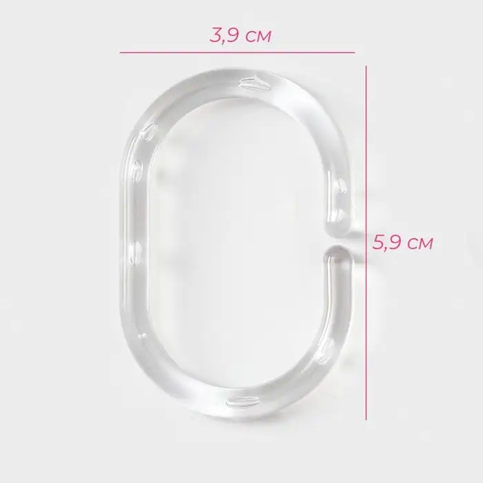 Кольца для штор Доляна, в ванную, пластик, 12 шт., 5.9&times;3.9 см, прозрачные