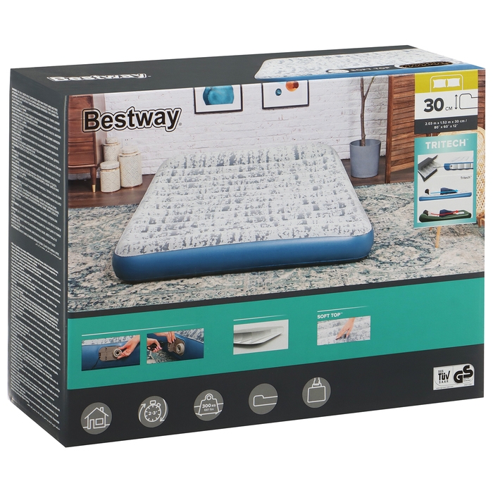Кровать надувная Bestway Queen, 203×152×30 см, со встроенным электронасосом, 67836 Кровать надувная Bestway Queen, 203×152×30 см, со встроенным электронасосом, 67836