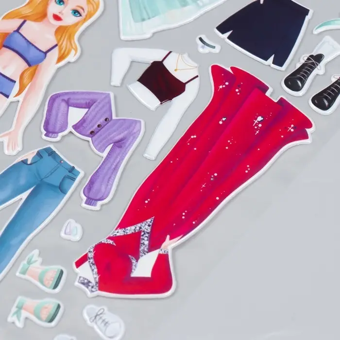Наклейка «Одень куклу. Повседневный и вечерний», для скрапбукинга, творчества, пластик, 15×20 см Наклейка «Одень куклу. Повседневный и вечерний», для скрапбукинга, творчества, пластик, 15×20 см