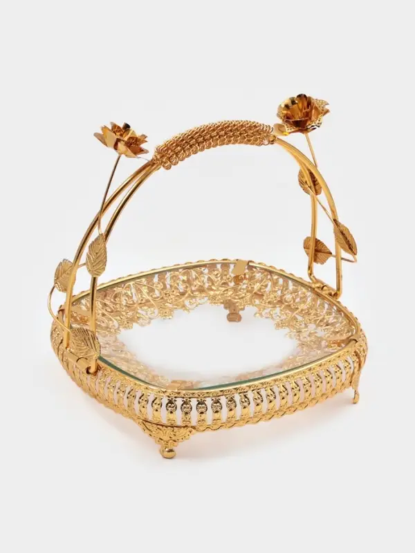 Фруктовница &laquo;Мирьем&raquo;, 20&times;19.5&times;17 см, металл, золотистая