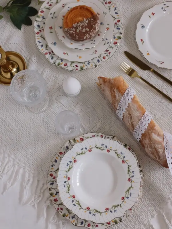 Тарелка глубокая WY Flowers song, 200 мл, d=21.5 см, фарфор, белая