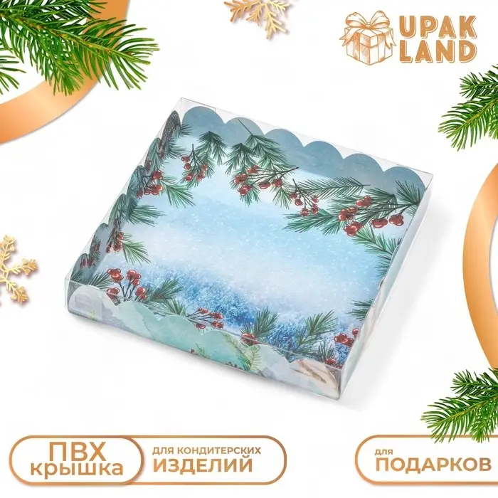 Коробка для печенья, «Снегири», 18×18×3 см, Новый год Коробка для печенья, «Снегири», 18×18×3 см, Новый год