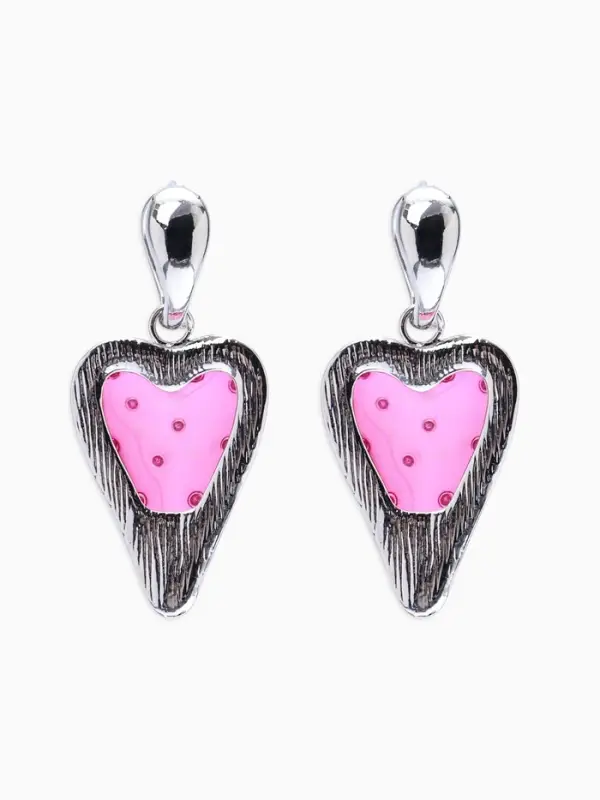 Серьги ассорти &laquo;Клубника-сердце&raquo;, розовый в серебре