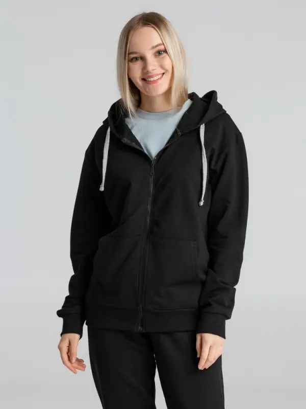 Толстовка на молнии с капюшоном Unit Siverga черная, размер XS Толстовка на молнии с капюшоном Unit Siverga черная, размер XS