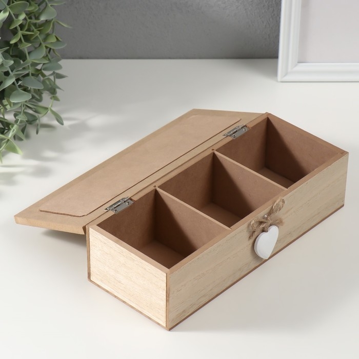 Шкатулка дерево 3 деления  Шкатулка дерево 3 деления "Чашечка чая" 9,7х24х7 см