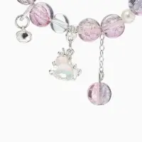 Браслет с подвесками "Сахарный" лошадка, шар №10/8, цвет фиолетово-розовый в серебре