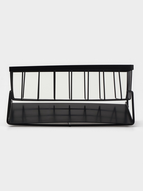 Подставка для мыла и губки со сливом, цвет черный Подставка для мыла и губки со сливом, цвет черный