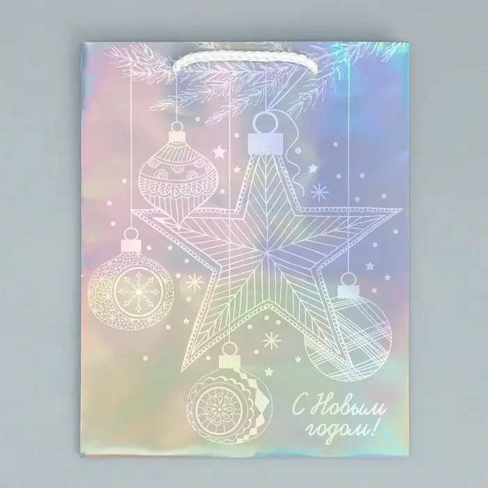 Пакет голографический «Звезда», MS 18 х 23 х 10 см