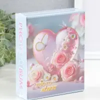 Фотоальбом на 40 фото 10х15 см "Сердце и бабочки с розами" в коробке 4,5х14х17 см