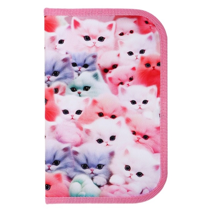 Пенал 1 секция, 130 х 210 х 40 мм, 2 откидные планки, тканевый, Calligrata TOP, Content Пенал 1 секция, 130 х 210 х 40 мм, 2 откидные планки, тканевый, Calligrata TOP, Content "Котики пушистики"