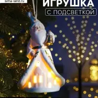 Светодиодная подвеска &laquo;Дед Мороз в белом&raquo;, 10.8&times;6.4&times;5 см, 1 LED, от батареек LR44&times;3, свечение тёплое белое