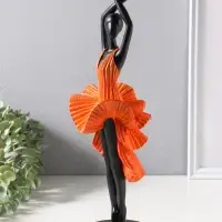 Сувенир полистоун "Девушка в ярко-оранжевом платье - фламенко" чёрный 12х10,3х39 см