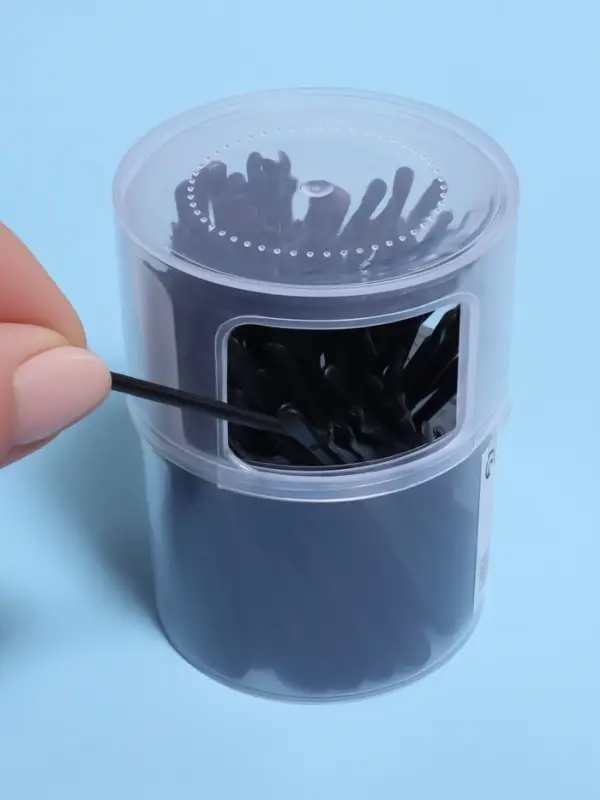 Ватные палочки, двусторонние, с ухочисткой, 100 шт., в пластиковом органайзере, чёрные