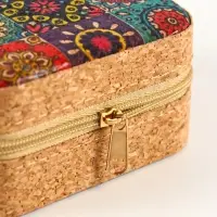 Шкатулка кожзам для украшений "Восточный ковёр" пробка 10х10х5 см