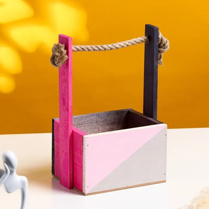 Кашпо деревянное, 15×12×8.5(25) см  Кашпо деревянное, 15×12×8.5(25) см "Пауль и Любовь. Диалог, Стиль", двухцветное