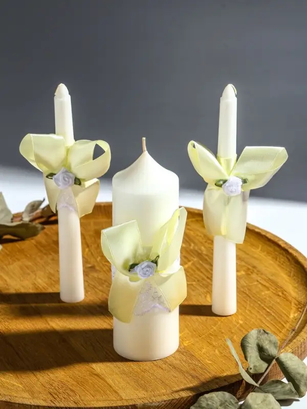 Свечи свадебные  Свечи свадебные "Пышный" набор 3 шт (16 см + 2 шт по 18 см), шампань