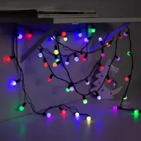 Гирлянда &laquo;Нить&raquo; 10 м с насадками &laquo;Шарики 1.5 см&raquo;, IP44, тёмная нить, 100 LED, свечение мульти (RG/RB), мигание, 220 В