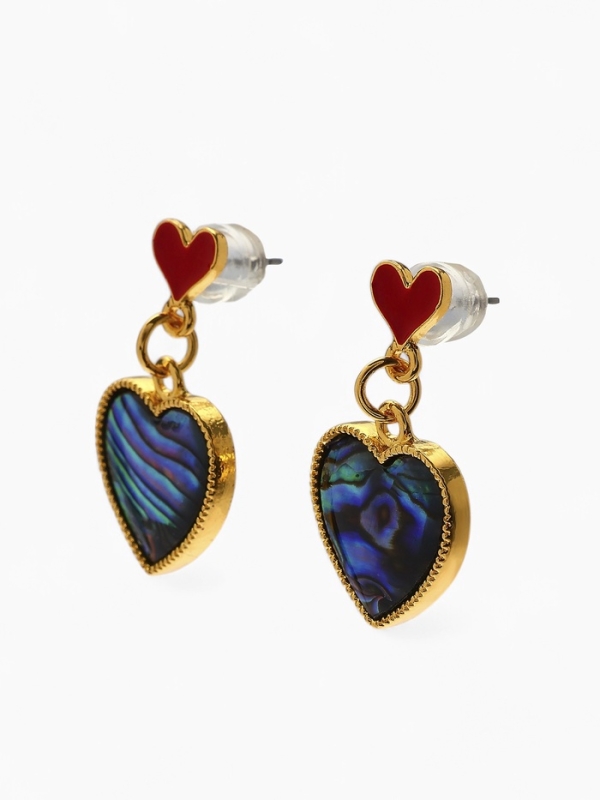 Серьги «Галиотис» сердце, цвет зелёный в золоте Серьги «Галиотис» сердце, цвет зелёный в золоте