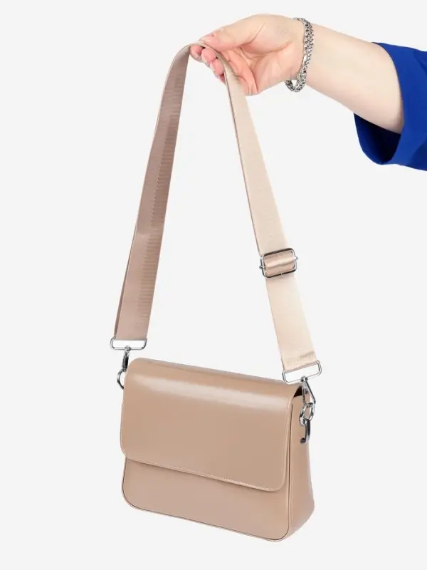 Ручка для сумки, стропа, с карабинами, 139&plusmn;3&times;3.8 см, бежевая