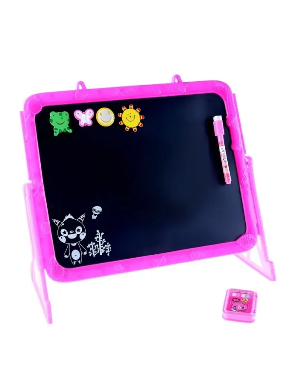 Доска магнитная двухсторонняя, под маркер и мел на подставках (мел, маркер, магниты), МИКС