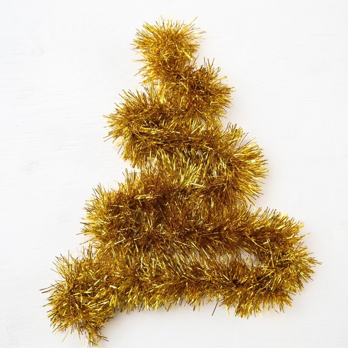 Гирлянда «Мишура» 1 м роса, IP20, золотистая нить, 22 LED, 6 слоёв, d=7 см, батарейки CR2032х2 (в комплекте), свечение тёплое белое