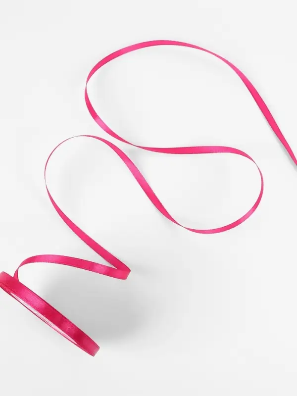 Лента атласная, 6 мм, 23±1 м, ярко-розовая Лента атласная, 6 мм, 23±1 м, ярко-розовая