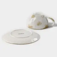 Чайная пара Доляна Organic Gold, чашка 230 мл, блюдце d=16 см, фарфор, белая