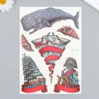 Переводные тату на тело цветные «Морские истории», 21×14.8 см