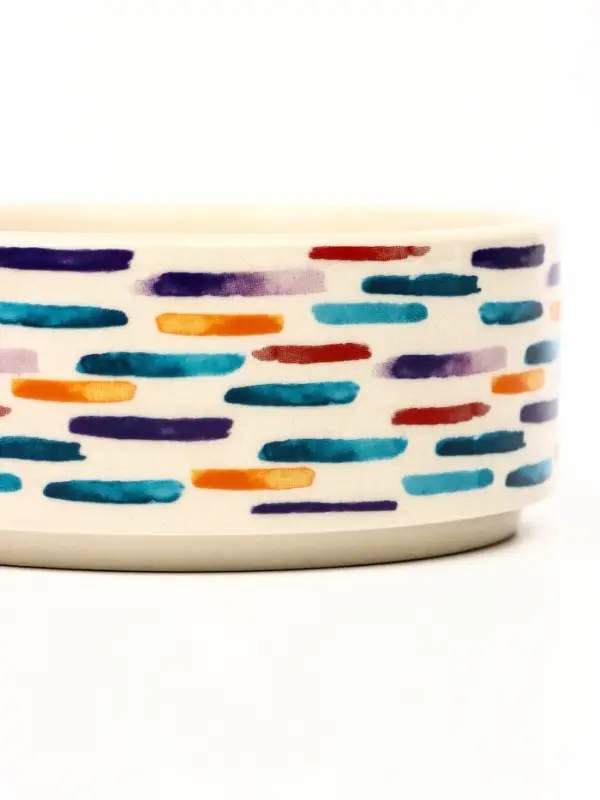 Миска &laquo;Акриловые полоски&raquo;, 180 мл, 10.5&times;10.5&times;4 см, керамика, бежевая