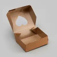 Коробка складная &laquo;Сердца&raquo;, крафт, с окном, 10&times;8&times;3.5 см