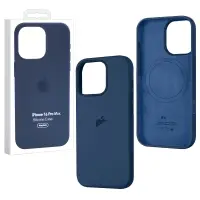 Чехол iPh 16 Pro Max Silicon Case 100% ORG (MagSafe + анимация NFC Clear) c LOGO Dark Blue