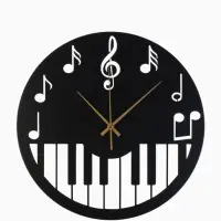 Часы настенные интерьерные &laquo;Пианино&raquo;, бесшумные, плавный ход, d=40 см, металл, чёрные