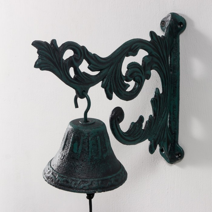 Колокол сувенирный чугун  Колокол сувенирный чугун "Пушистые листья" патина 24х11,5х28,5 см