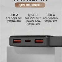 Внешний аккумулятор VIXION PRO VP-06, 10000 мАч, USB+Type-C, 10000 мАч, LED-дисплей, чёрный